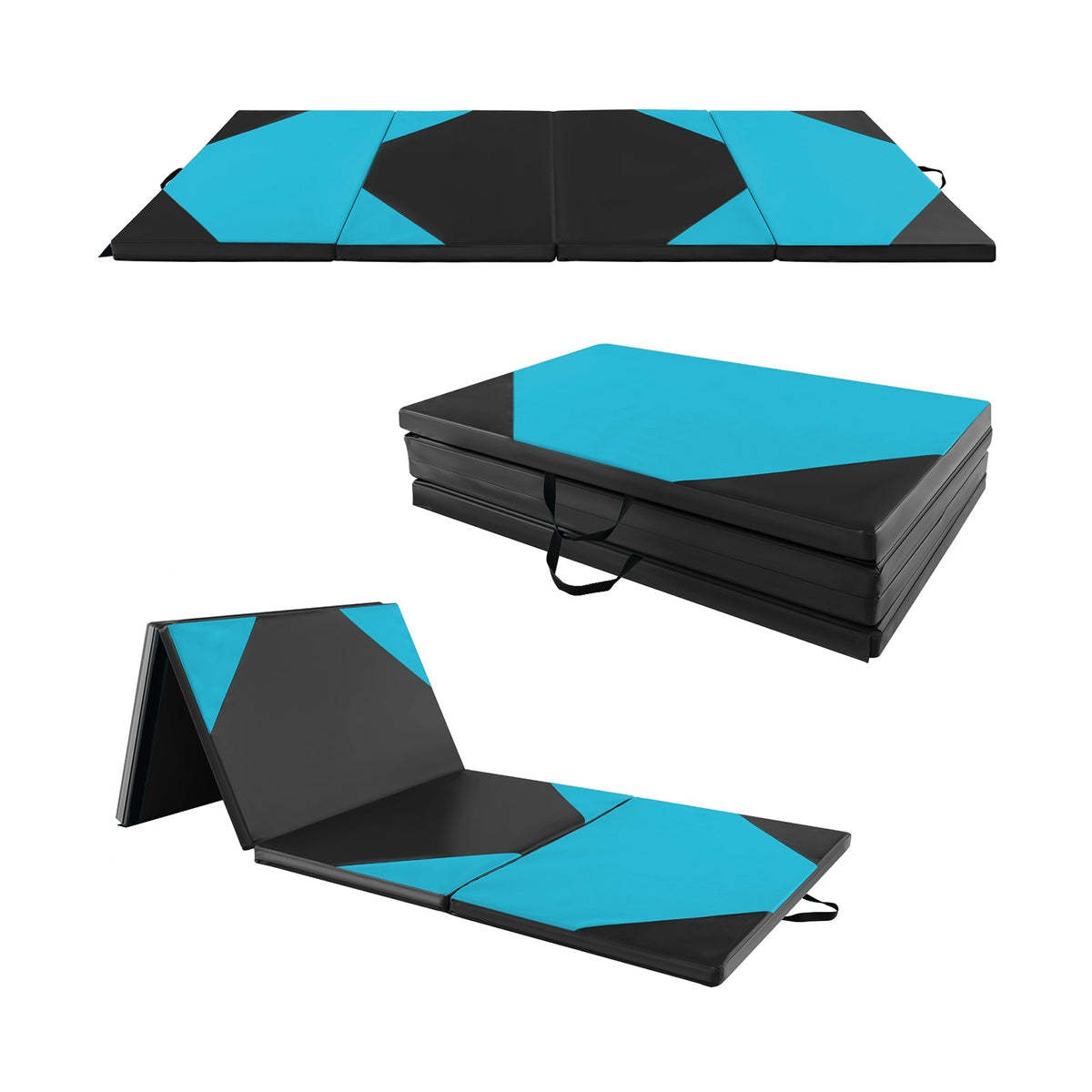 10 Feet x 4 Feet x 2 Inch Folding Exercise Mat with Hook and Loop Fasteners