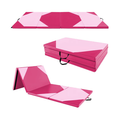 10 Feet x 4 Feet x 2 Inch Folding Exercise Mat with Hook and Loop Fasteners
