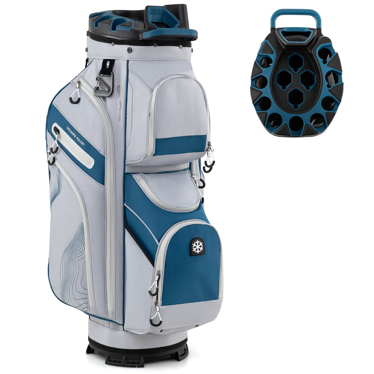 Molded Lock Top Golf Cart Bag with 14-Way Full Length Dividers and 11 Pockets