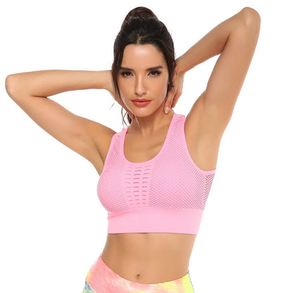 Hot Fitness Women's T-shirts Workout Sports Bra Yoga Vest Backless Solid Quick Dry Running Gym Sport bra Yoga Shirts Tank Top