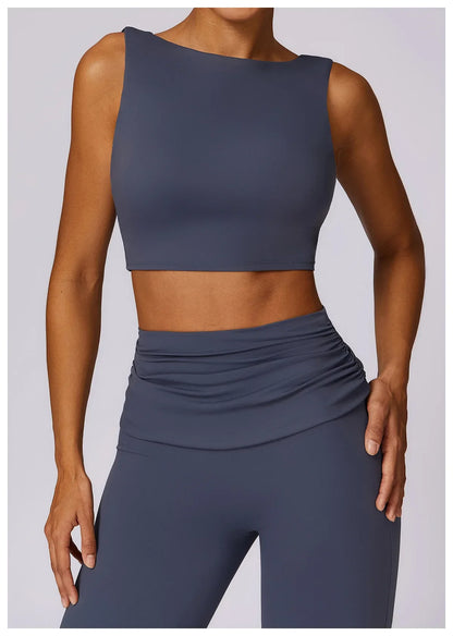NCLAGEN Running Sports Bra Women High Support Open Back Yoga Breathable Slim Fit Fitness Pilates Tank Top With Removable Pads