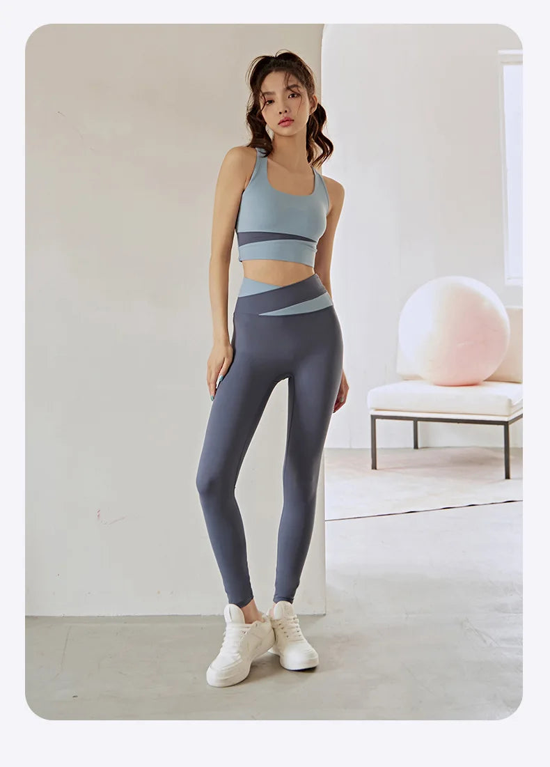 Two Piece Yoga Set Women Sportswear Suit Outfit Gym Leggings With Bra Pants Sports Bra Shorts For Fitness Clothing Workout Set