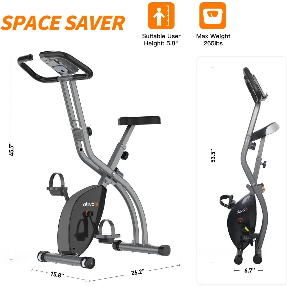 Exercise Bike Foldable Fitness Indoor Stationary Bike Magnetic 3 in 1 Upright Recumbent Exercise Bike for Home Workout