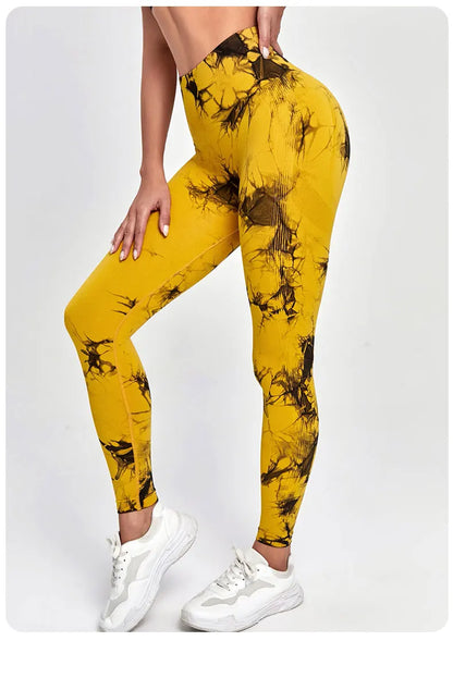 Tie Dye Yoga Pants Sport Leggings Women Seamless High Waist Push Up Woman Tights Fitness Workout Leggins Gym Clothing 2023 New