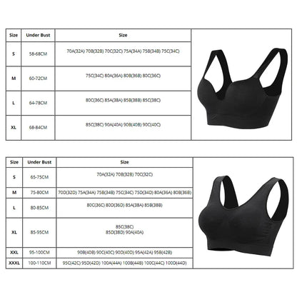 Women Wireless Sports Bra Fitness Running Vest Gym Workout Underwear Padded Tops Bralette Breathable Brassiere Push Up Bras