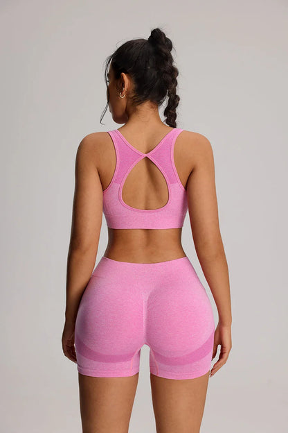2pcs/set Yoga Sport Bra Shorts Set Sportswear Woman Gym High Waist Seamless Workout Shorts Leggings Activewear Women's Tracksuit