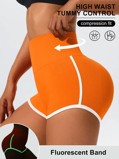 Women High Waist Yoga Shorts With Luminous Strips Sportswear Woman Gym Shorts Legging Fitness Running Activewear Workout Clothes
