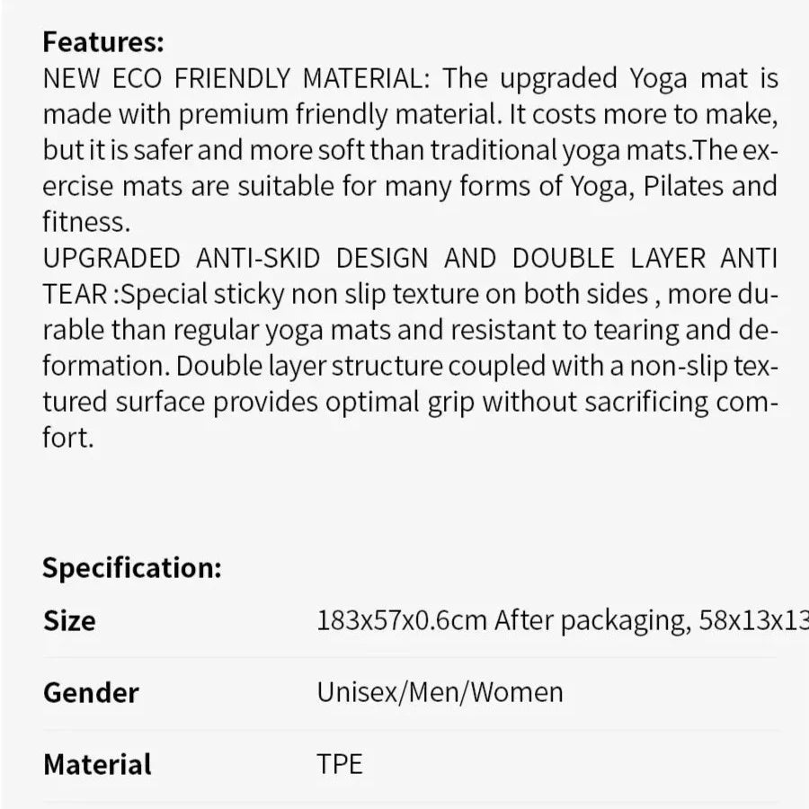 Eco Friendly Non-Slip Yoga Mat