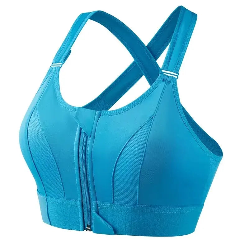 Sports Bras For Women Front Zipper Adjustable Strap Shockproof Elastic Fitness Athletic Brassiere Slim Yoga Crop Top