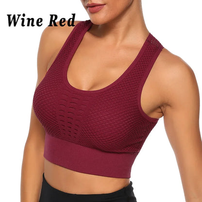 Hot Fitness Women's T-shirts Workout Sports Bra Yoga Vest Backless Solid Quick Dry Running Gym Sport bra Yoga Shirts Tank Top