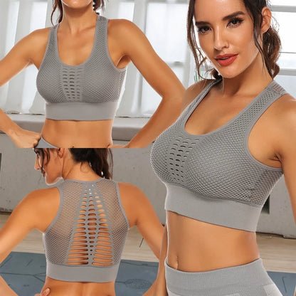 Hot Fitness Women's T-shirts Workout Sports Bra Yoga Vest Backless Solid Quick Dry Running Gym Sport bra Yoga Shirts Tank Top