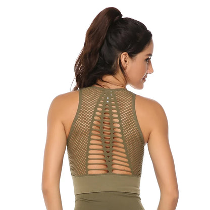 Hot Fitness Women's T-shirts Workout Sports Bra Yoga Vest Backless Solid Quick Dry Running Gym Sport bra Yoga Shirts Tank Top