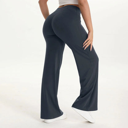 NCLAGEN SoftMotion Straight Leg Bottoms Women's Mid-Waist Yoga Pants GYM Leggings Naked Feel Pilates Running Sports Trousers