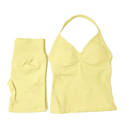 NCLAGEN Yoga Sets Women Gym Clothes ongline Strappy Top Shorts Activewear Sports 2 Piece Fitness Suit Running Workout Sportwear