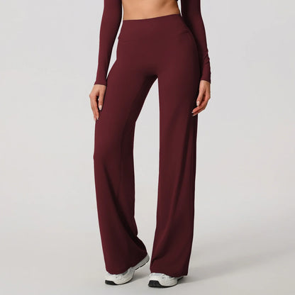 Hearuisavy Summer Straight-Leg Sports Pants Women Gym Clothing Fitness Tights Naked Feeling Compression Wide Leg Yoga Leggings