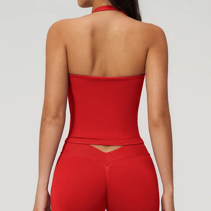 Hanging Neck Yoga Sports Bra Summer Shock Proof Gym High Strength Workout Fitness Underwear Push Up Top Yoga Bra Running Vest
