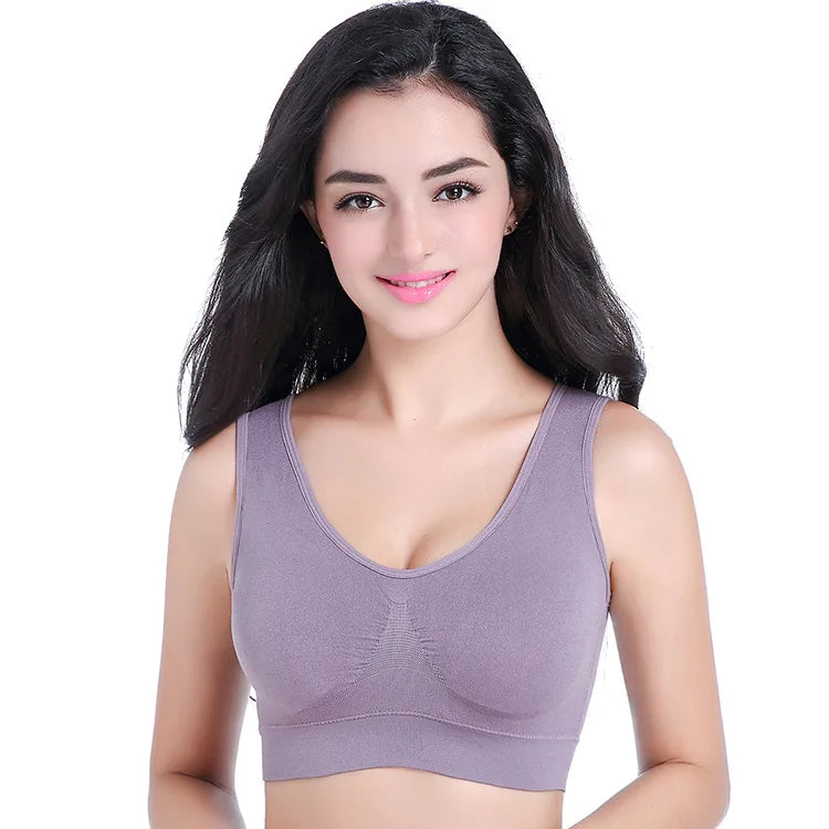 Women Wireless Sports Bra Fitness Running Vest Gym Workout Underwear Padded Tops Bralette Breathable Brassiere Push Up Bras
