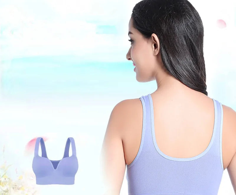 Women Wireless Sports Bra Fitness Running Vest Gym Workout Underwear Padded Tops Bralette Breathable Brassiere Push Up Bras