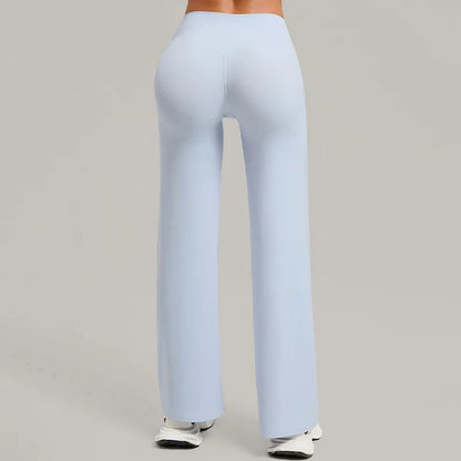 Hearuisavy Women Straight-Leg Sports Pants Gym Clothing Naked Feeling Compression Wide Leg Yoga Leggings Pilates Fitness Tights