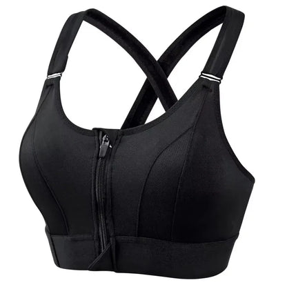 Sports Bras For Women Front Zipper Adjustable Strap Shockproof Elastic Fitness Athletic Brassiere Slim Yoga Crop Top