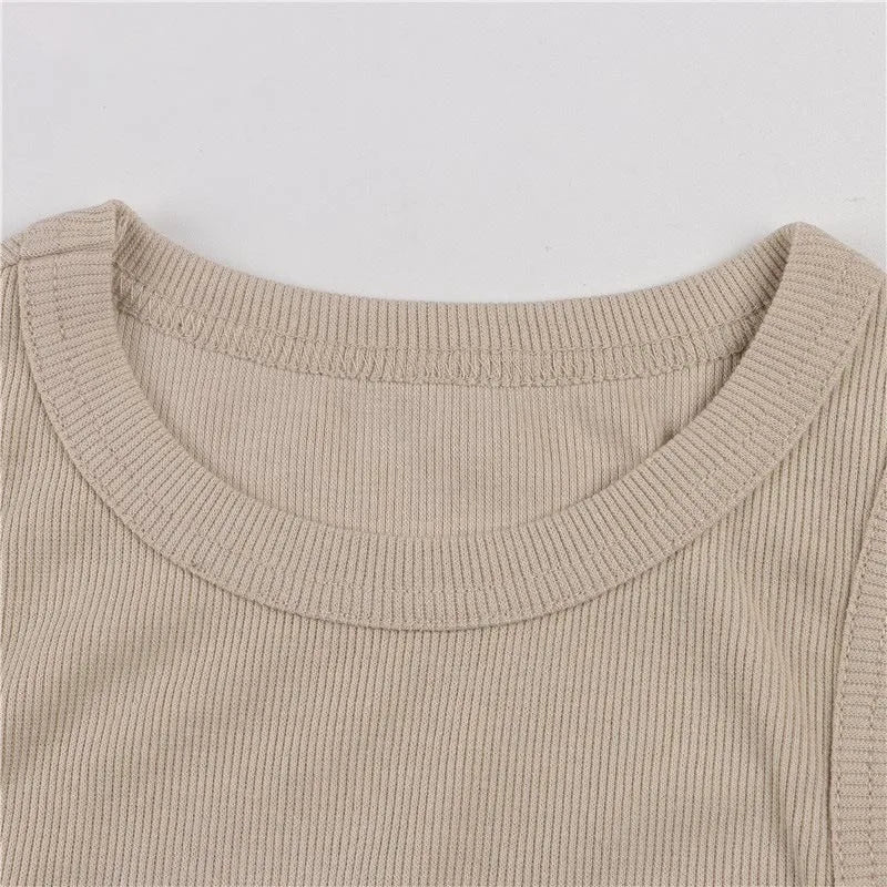 Ribbed Knitted Tops Neck Summer Basic Shirts White Black Casual Sport Vest Off Shoulder Green Women's Tank Top