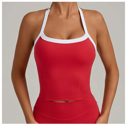 Hanging Neck Top Women Sports Bra Push Up Fitness Yoga Bra Color Blocked Underwear Gym Sport Tops Women Running Vest Bralette