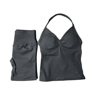 NCLAGEN Yoga Sets Women Gym Clothes ongline Strappy Top Shorts Activewear Sports 2 Piece Fitness Suit Running Workout Sportwear