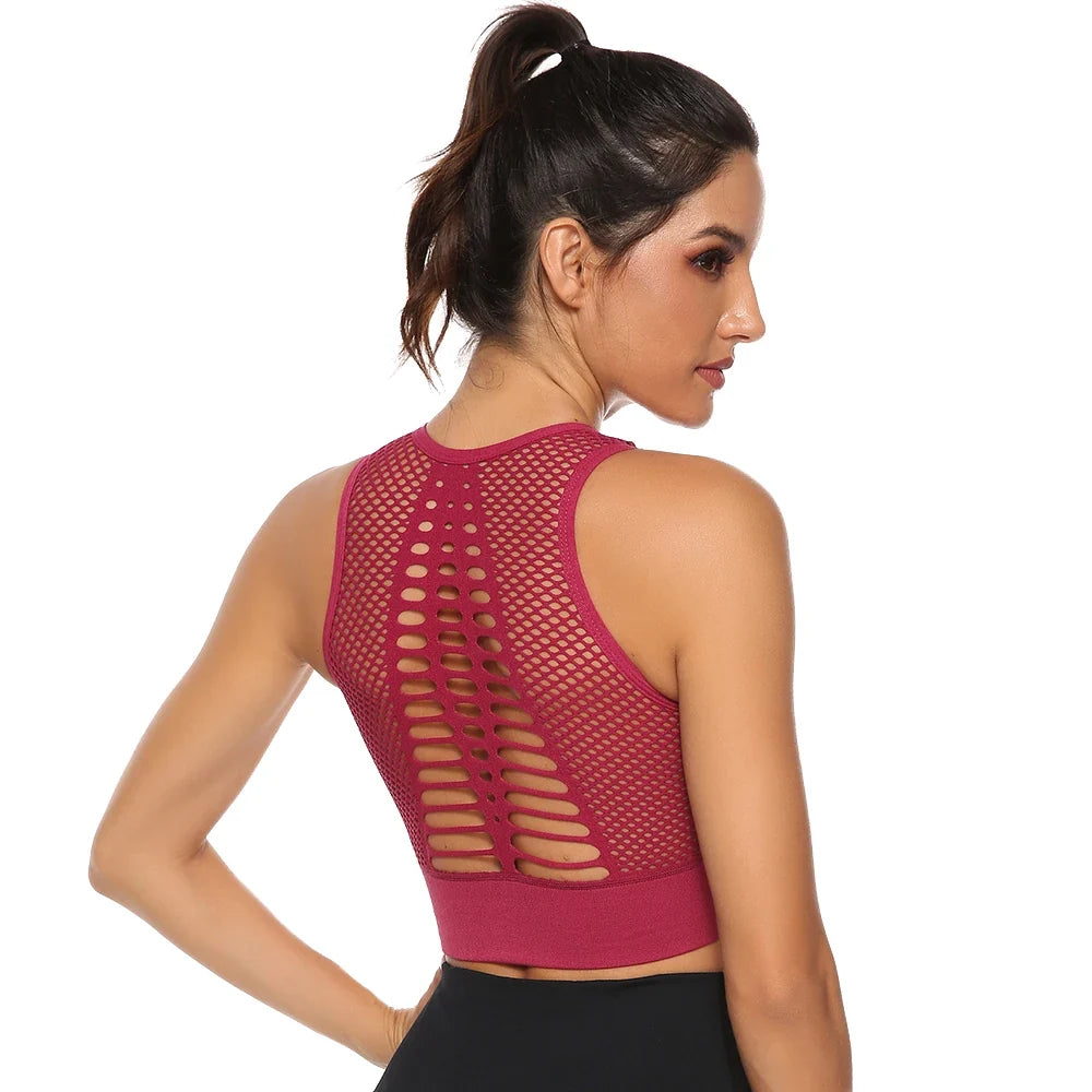 Hot Fitness Women's T-shirts Workout Sports Bra Yoga Vest Backless Solid Quick Dry Running Gym Sport bra Yoga Shirts Tank Top