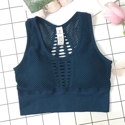 Hot Fitness Women's T-shirts Workout Sports Bra Yoga Vest Backless Solid Quick Dry Running Gym Sport bra Yoga Shirts Tank Top