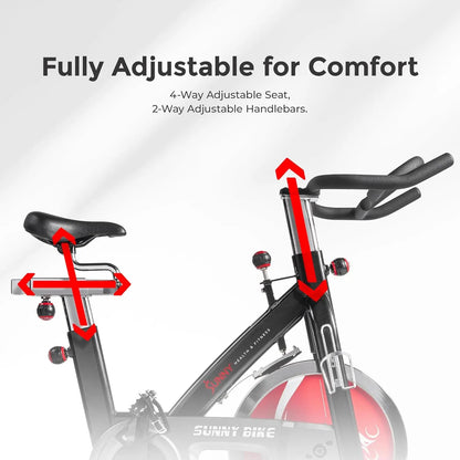Health & Fitness Heavy-Duty Indoor Stationary Exercise Bike, 4-Way Adjustable Seat for Cycling Cardio workout at Home, Opt