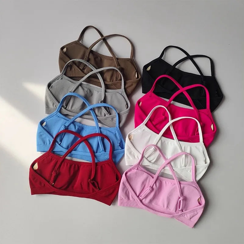 Seamless 2PCS Leggings Set Women Seamless Yoga Set High Waist Scrunch Butt Shorts With Halter Sports Bras Workout Gym Suit Set