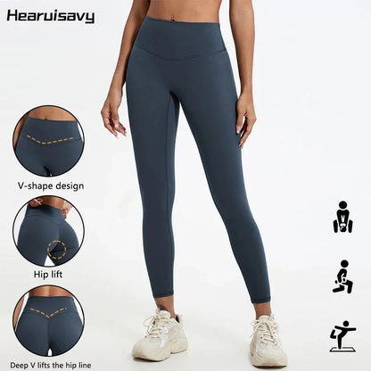 Hearuisavy Summer Super Soft Fabrics High Waist Leggings Gym Yoga Pants Running Workout Tights Push Up Sports Leggings Women