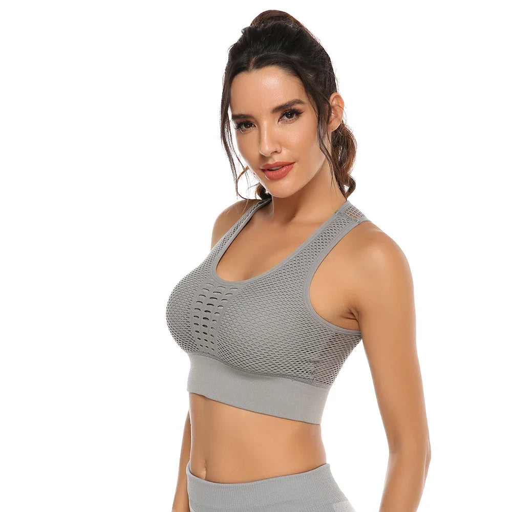 Hot Fitness Women's T-shirts Workout Sports Bra Yoga Vest Backless Solid Quick Dry Running Gym Sport bra Yoga Shirts Tank Top