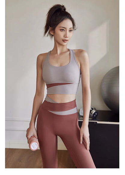 Two Piece Yoga Set Women Sportswear Suit Outfit Gym Leggings With Bra Pants Sports Bra Shorts For Fitness Clothing Workout Set