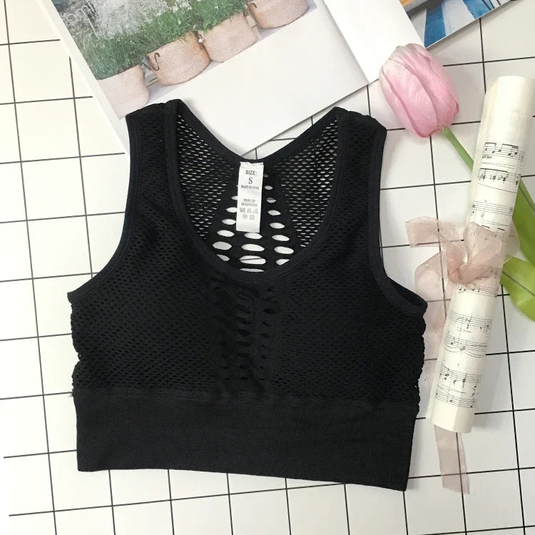 Hot Fitness Women's T-shirts Workout Sports Bra Yoga Vest Backless Solid Quick Dry Running Gym Sport bra Yoga Shirts Tank Top