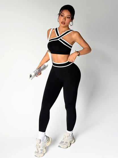 2 pcs Women Seamless Yoga Sets Jogging Outfit Sport Leggings Bra Sportswear Woman Gym Outfit Workout Set Yoga Clothes Activewear