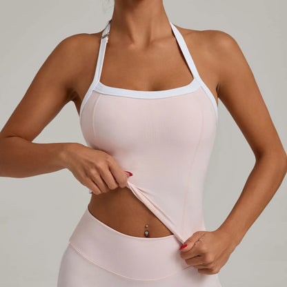 Hanging Neck Top Women Sports Bra Push Up Fitness Yoga Bra Color Blocked Underwear Gym Sport Tops Women Running Vest Bralette
