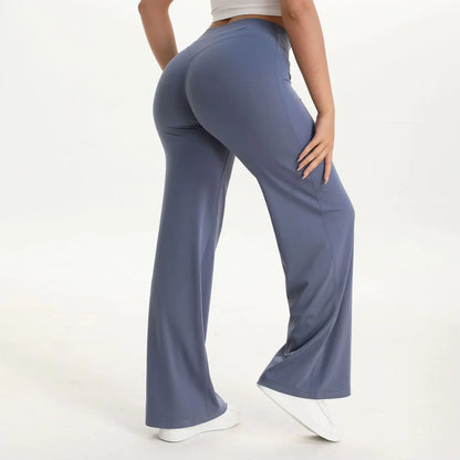 NCLAGEN SoftMotion Straight Leg Bottoms Women's Mid-Waist Yoga Pants GYM Leggings Naked Feel Pilates Running Sports Trousers
