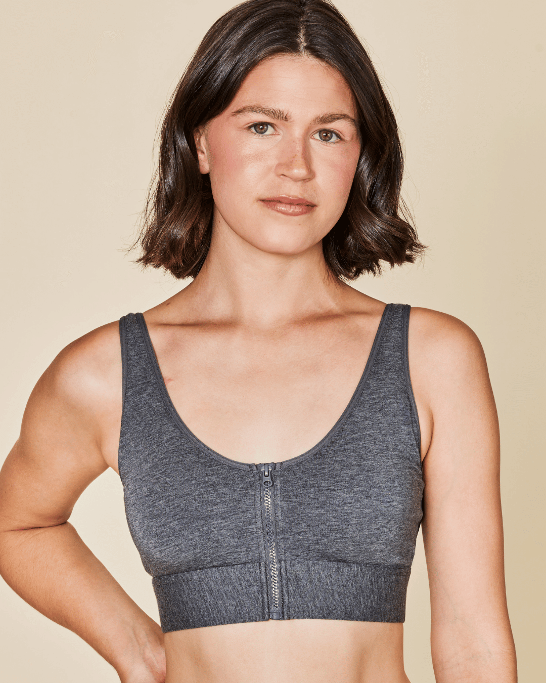 Wilderness Front‑Closure Cotton Bralette - Grey
