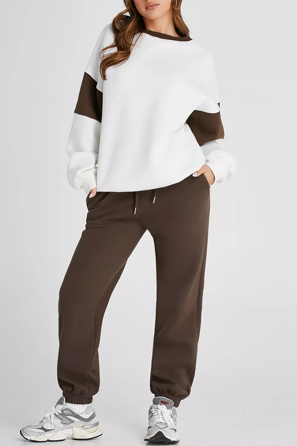 Drop Shoulder Loose Sweatshirt and Joggers Active Set