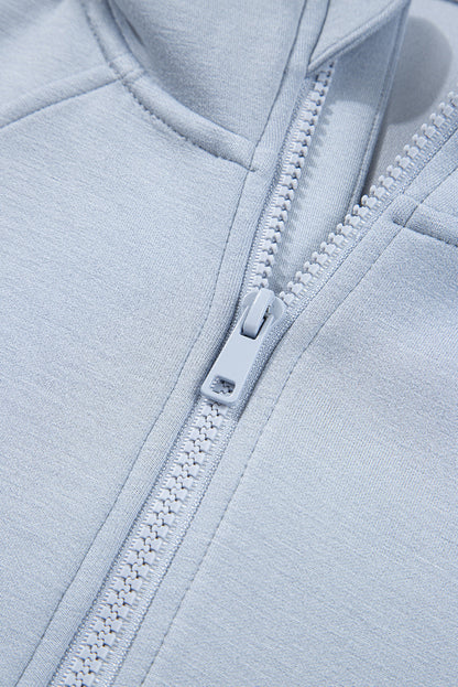 Beau Blue Half Zip Thumbhole Sleeve Hoodie Active Pants 2pcs Outfit