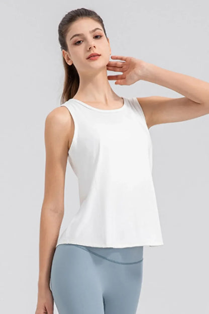 Wide Strap Round Neck Active Tank