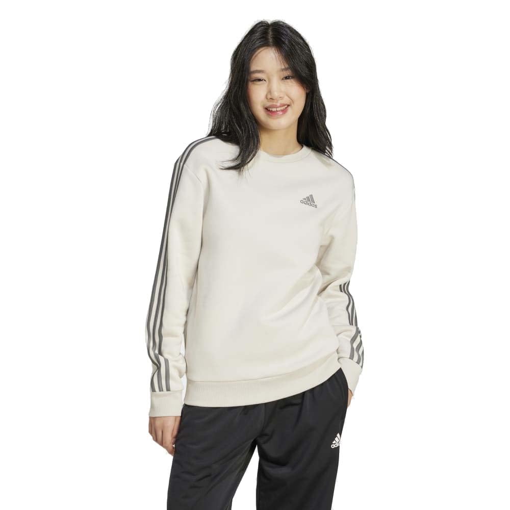 adidas Womens Essentials 3-Stripes Fleece Sweatshirt Alumina
