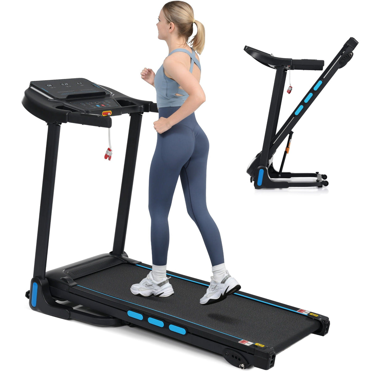 3.5Hp Hydraulic System Auto Foldable Treadmill With Incline, Heart Rate Sensors, Type C & USB Charge, Bluetooth Speaker - Black