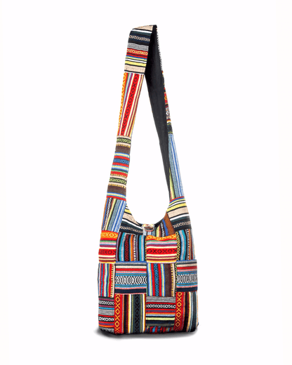 Kathmandu Collection Patchwork Striped Hobo Bag
