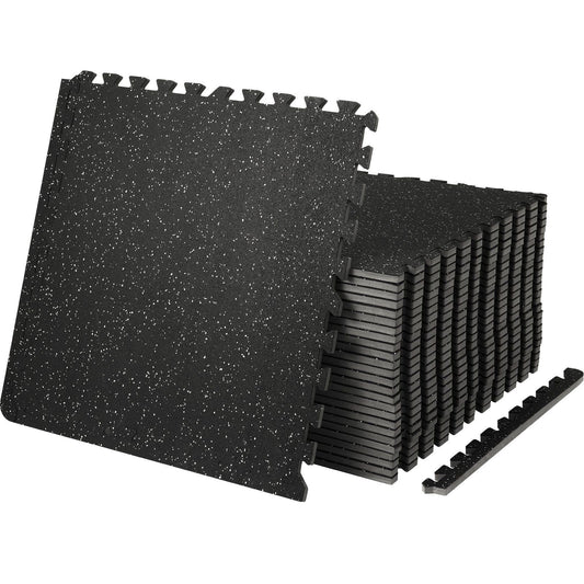 25 PCS 1/2 inch Thick Gym Floor Mats, 24" x 24" EVA Foam & Rubber Top Interlocking Workout Floor Mats with 100 sq.ft Coverage, Waterproof Exercise Puzzle Flooring for Gym, Home, Garage, Basement
