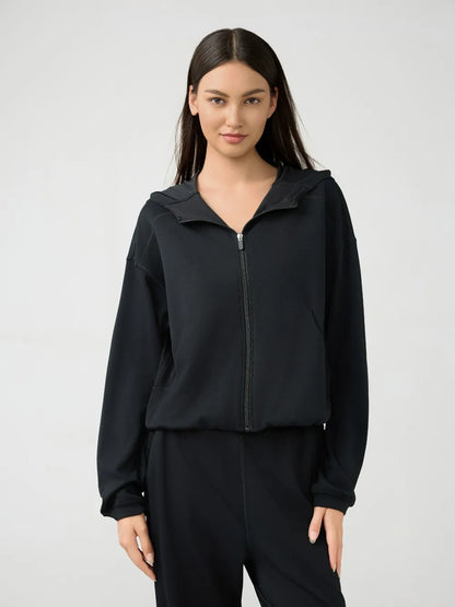 Millennia Zip Up Dropped Shouder Active Hooded