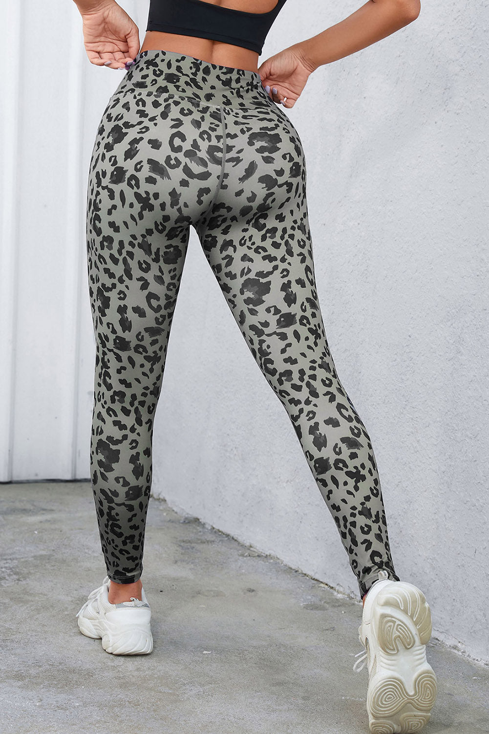 Green Classic Leopard Print Active Leggings