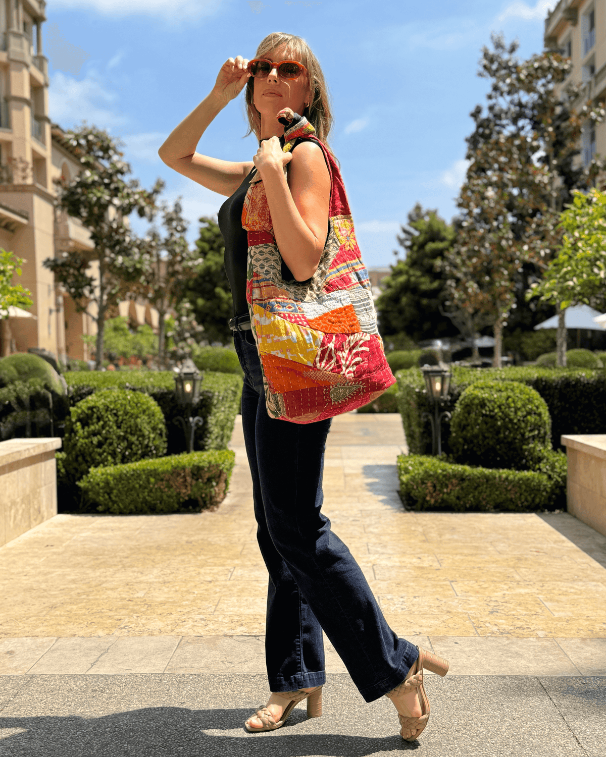 Kathmandu Collection Kantha Patchwork Hobo Bag