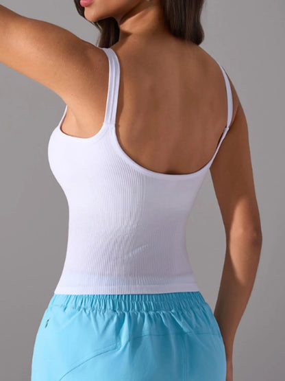 Scoop Neck Active Tank with Detachable Chest Pads